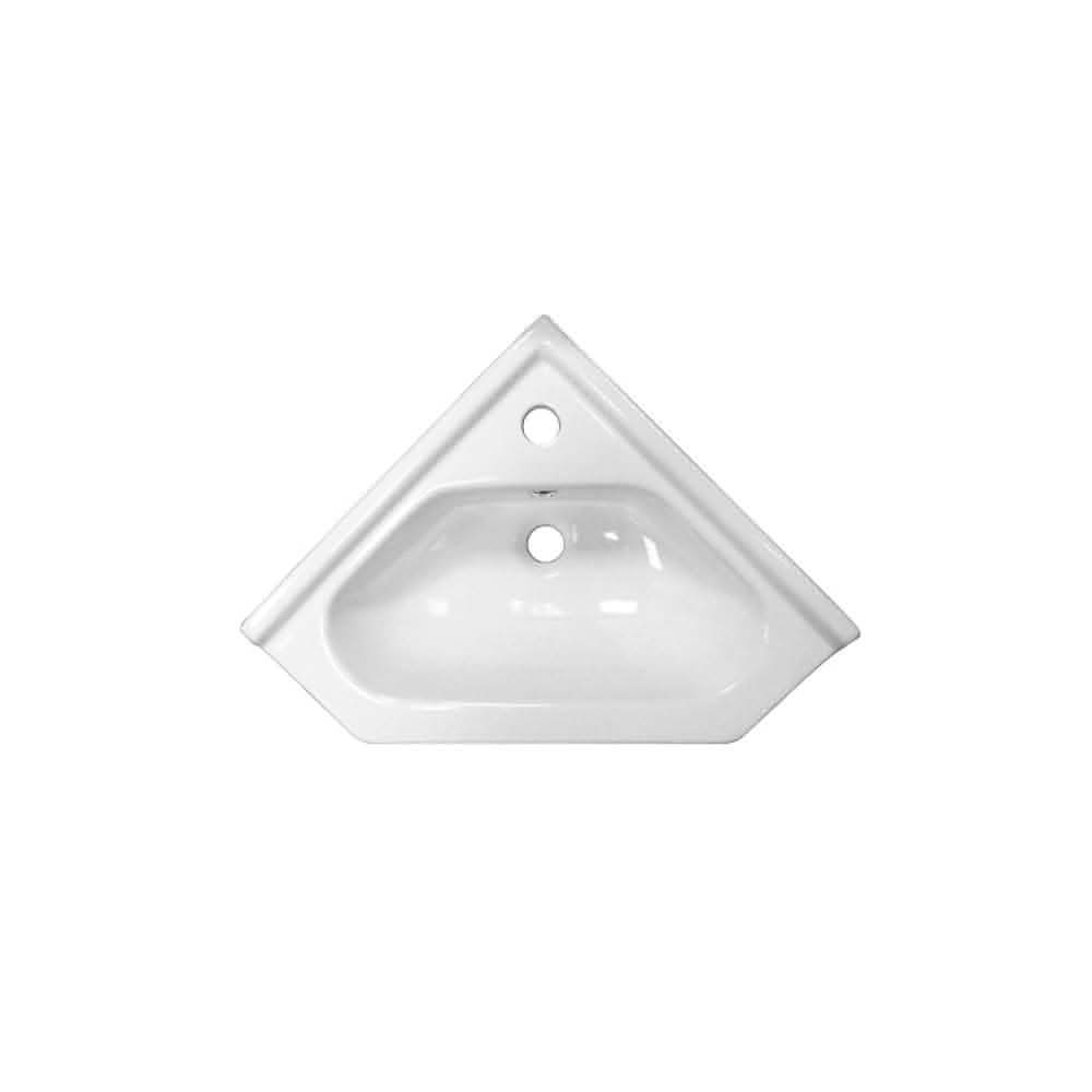 Krona Corner Cloakroom Vanity Unit and Basin - 400mm Wide in a stylish white finish. Compact design ideal for small bathrooms, featuring a modern look with ample storage space. Perfect for contemporary UK bathroom trends.