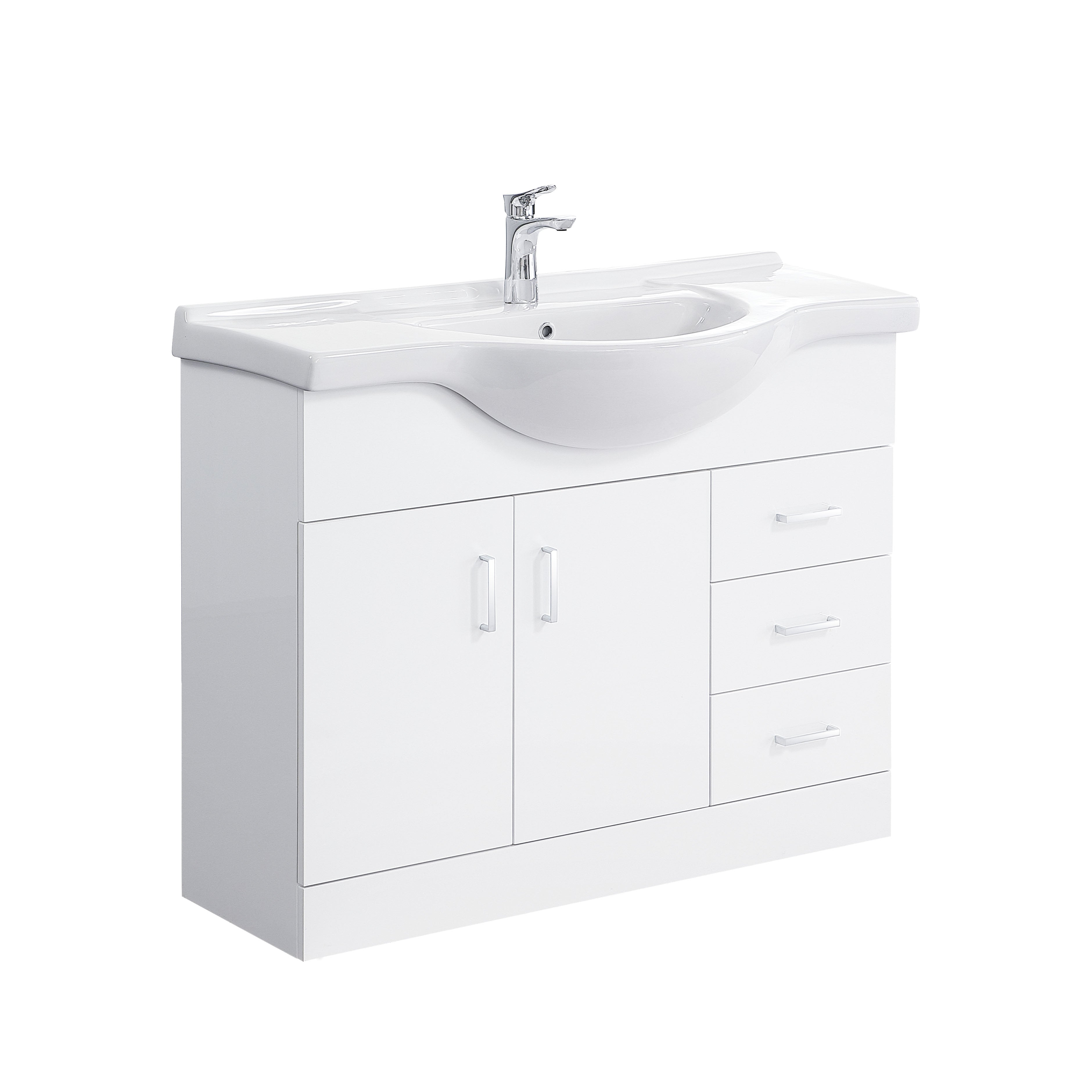 Linx Floorstanding Vanity Unit with Basin - Gloss White