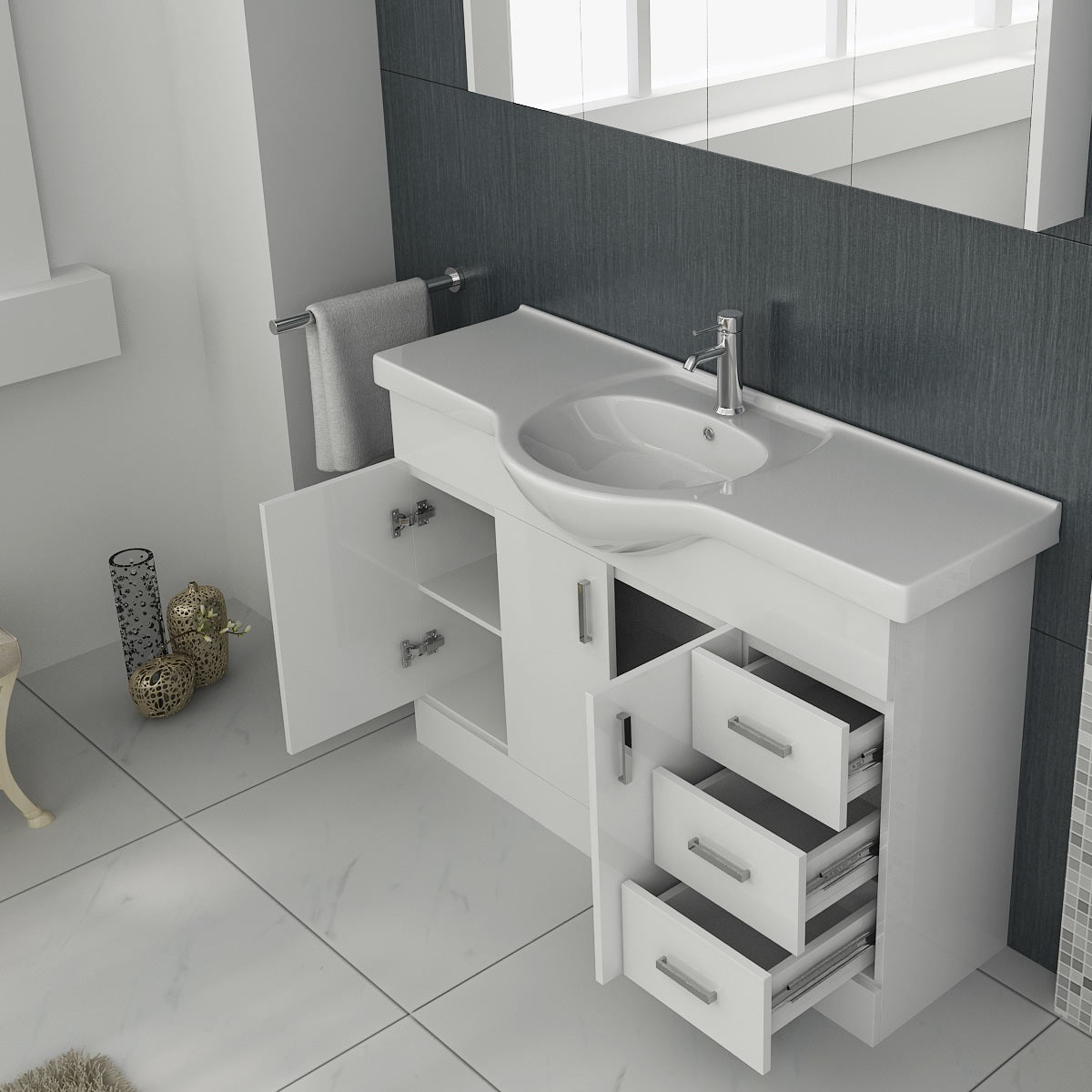 Linx Floorstanding Vanity Unit with Basin - Gloss White