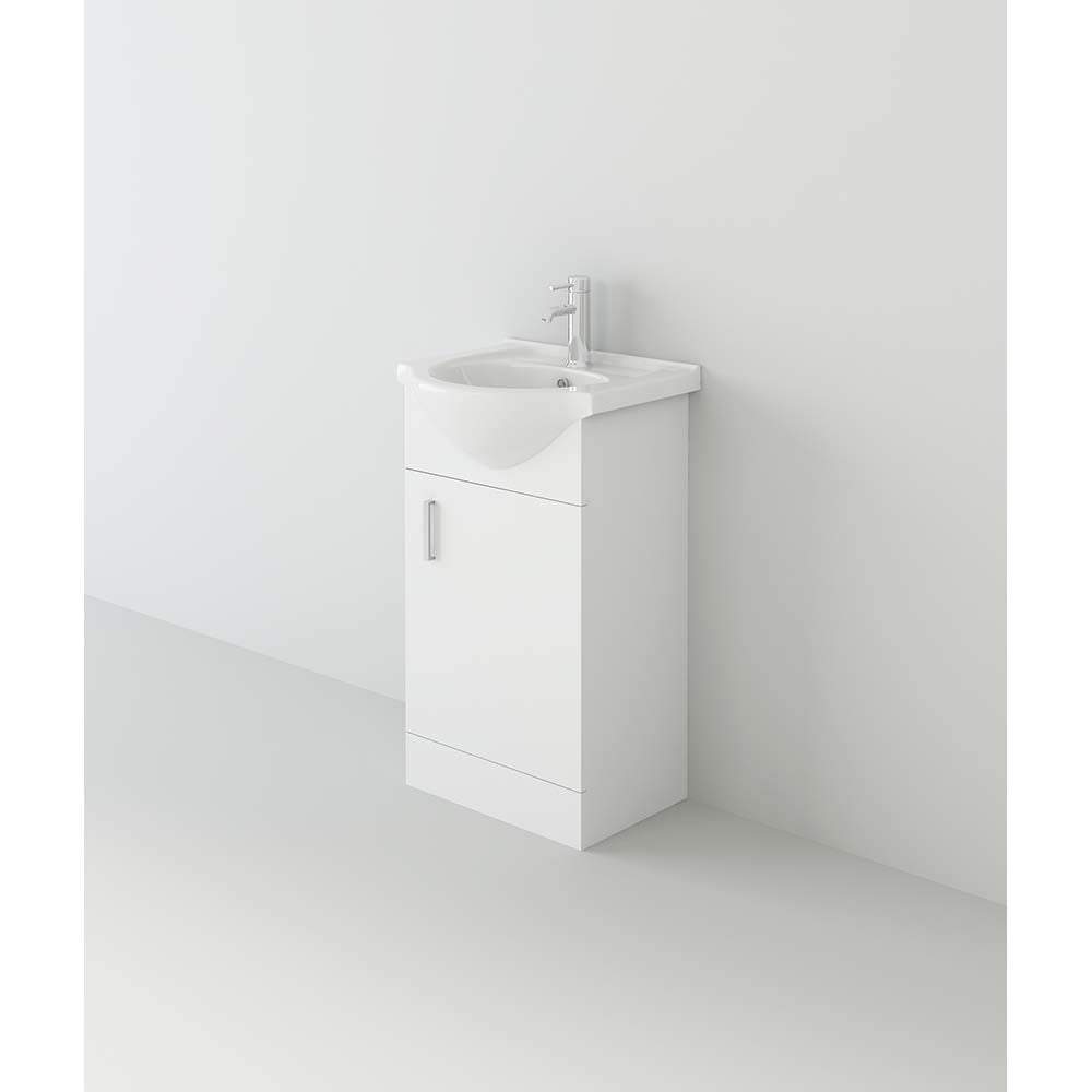Linx 1 Door Floorstanding Vanity Unit With Basin - 1 Tap Hole - Gloss White