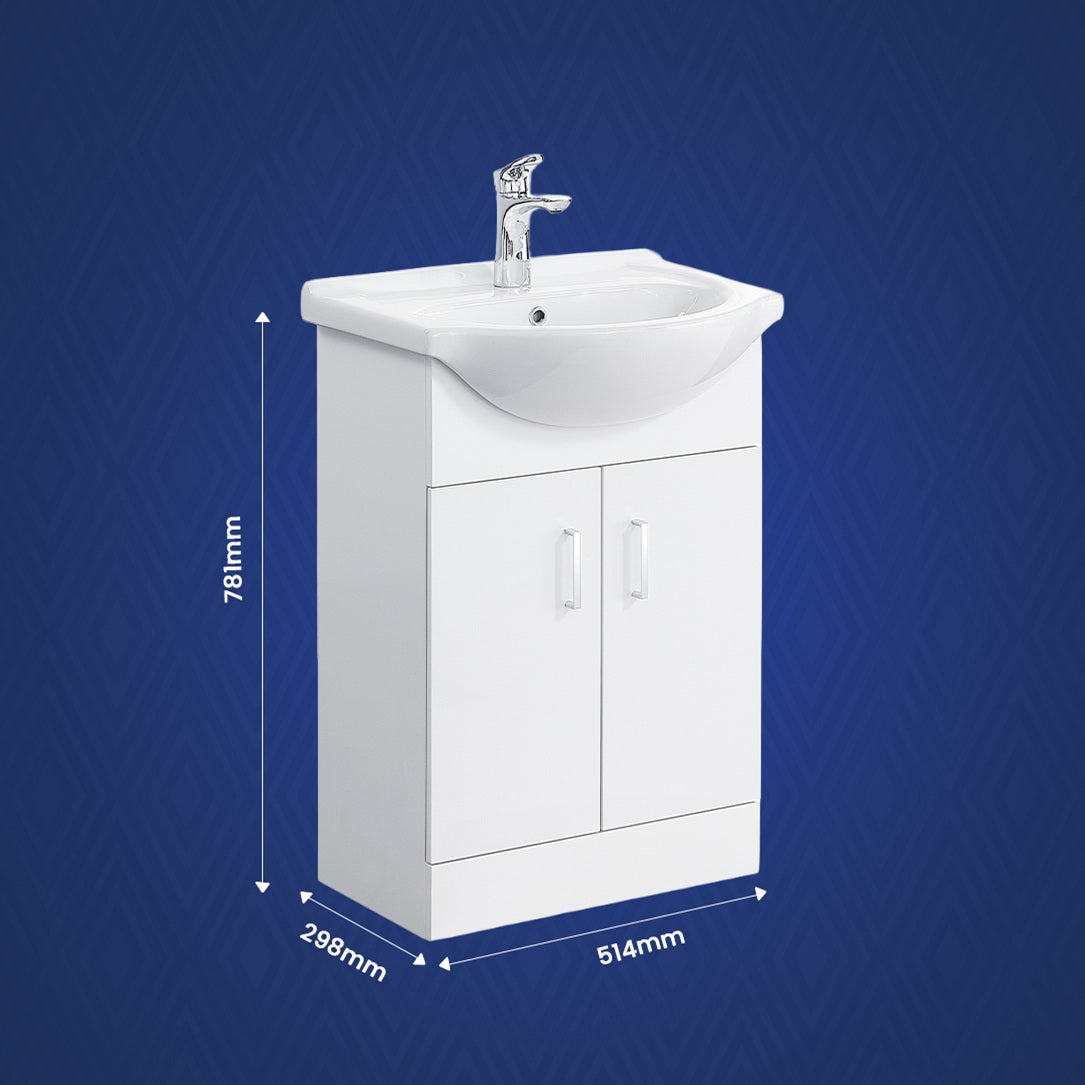 Linx Floorstanding Vanity Unit with Basin - Gloss White