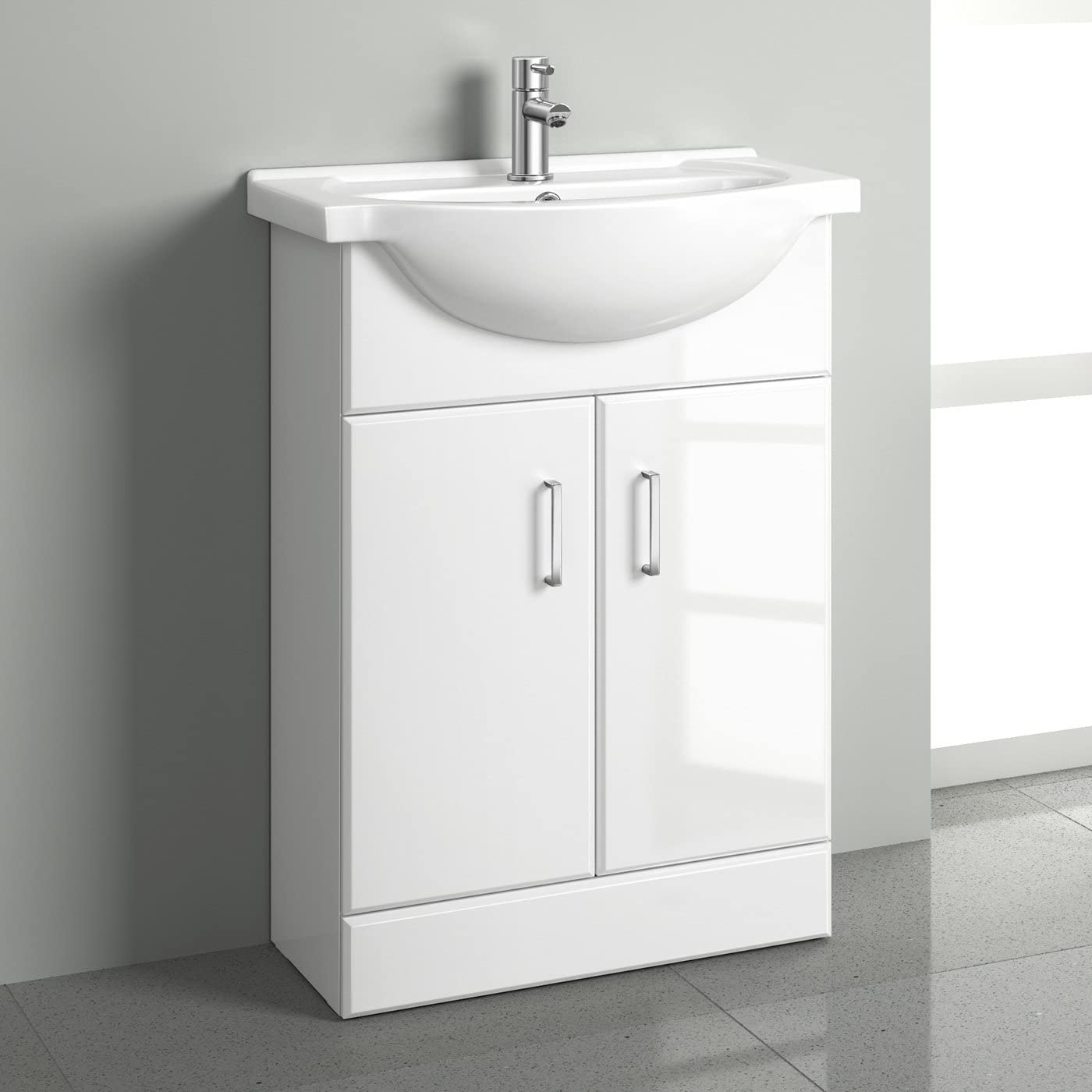 Linx Floorstanding Vanity Unit with Basin - Gloss White