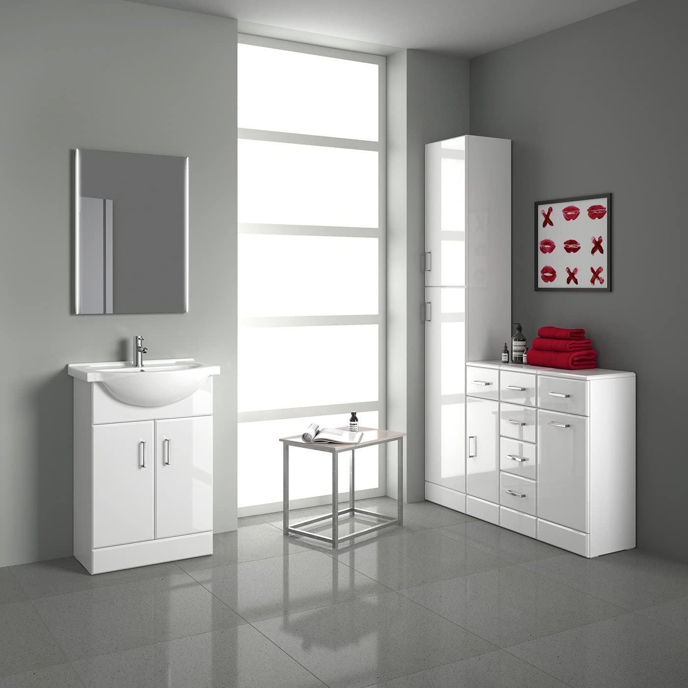 Linx Floorstanding Vanity Unit with Basin - Gloss White