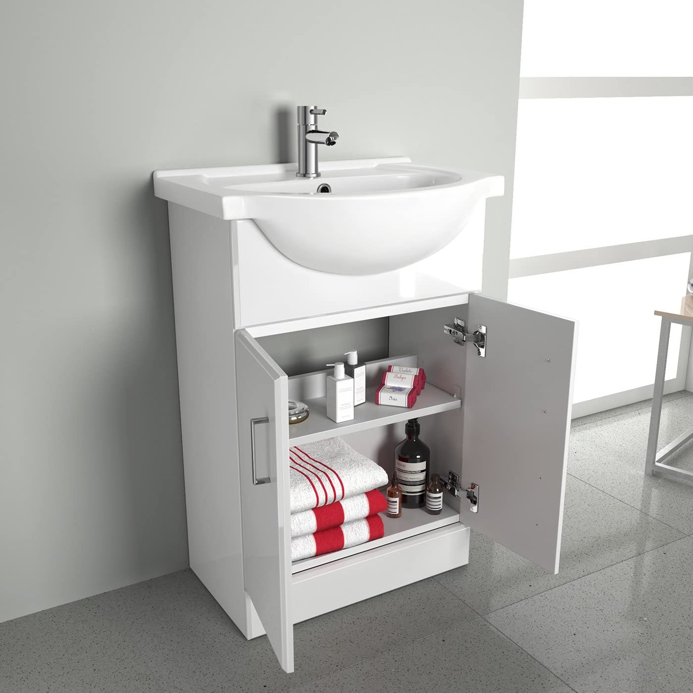 Linx Floorstanding Vanity Unit with Basin - Gloss White