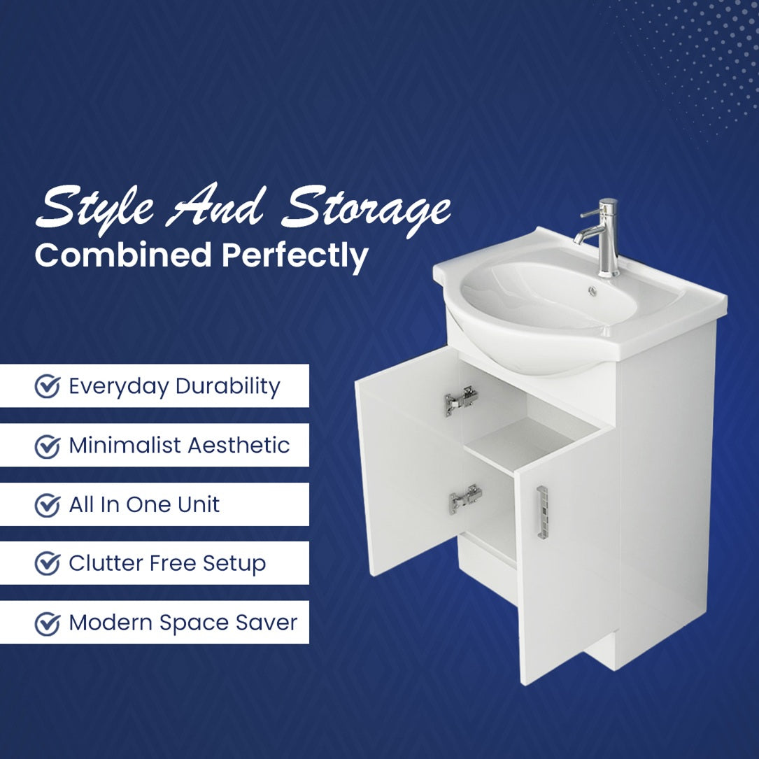 Linx Floorstanding Vanity Unit with Basin - Gloss White