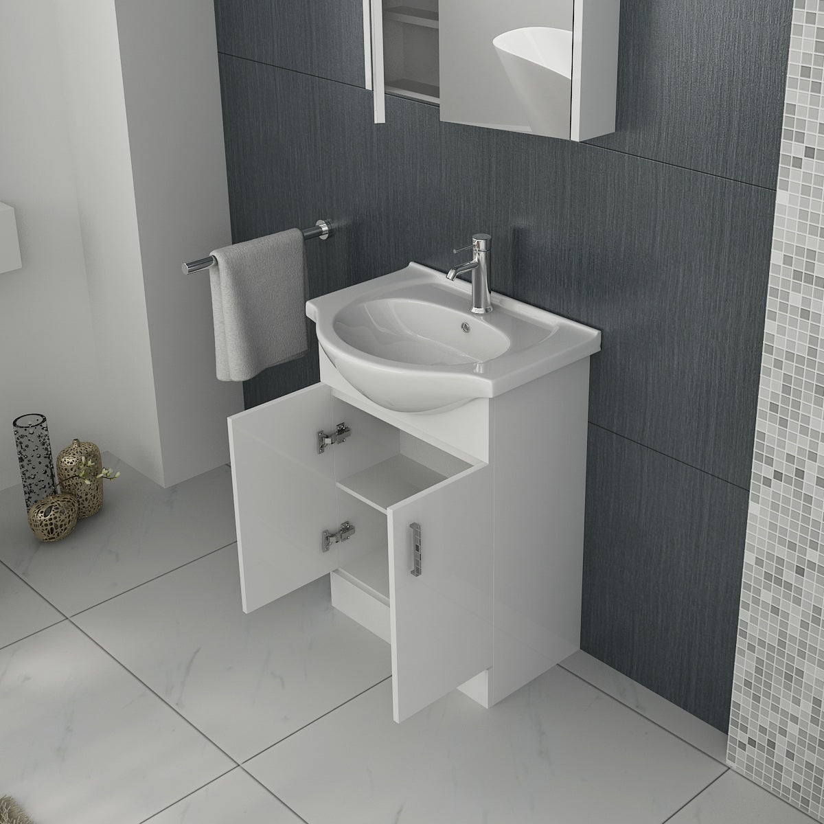 Linx Floorstanding Vanity Unit with Basin - Gloss White