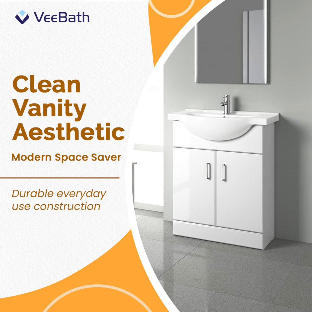 Linx Floorstanding Vanity Unit with Basin - Gloss White