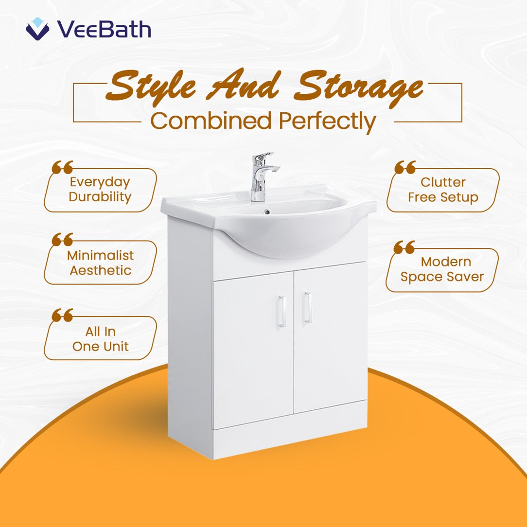 Linx Floorstanding Vanity Unit with Basin - Gloss White