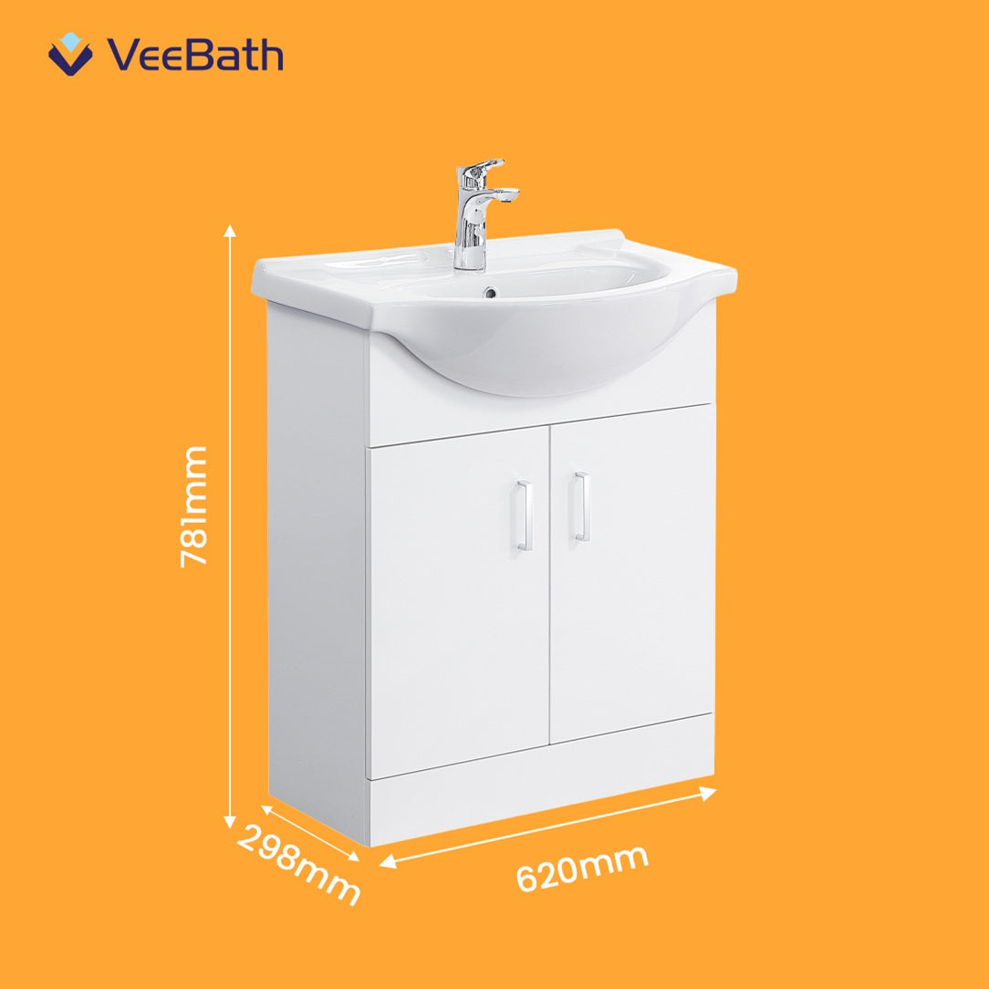 Linx Floorstanding Vanity Unit with Basin - Gloss White