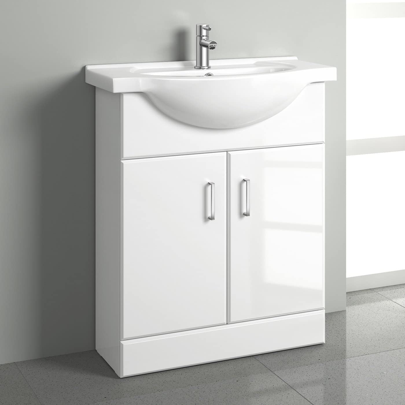 Linx Floorstanding Vanity Unit with Basin - Gloss White