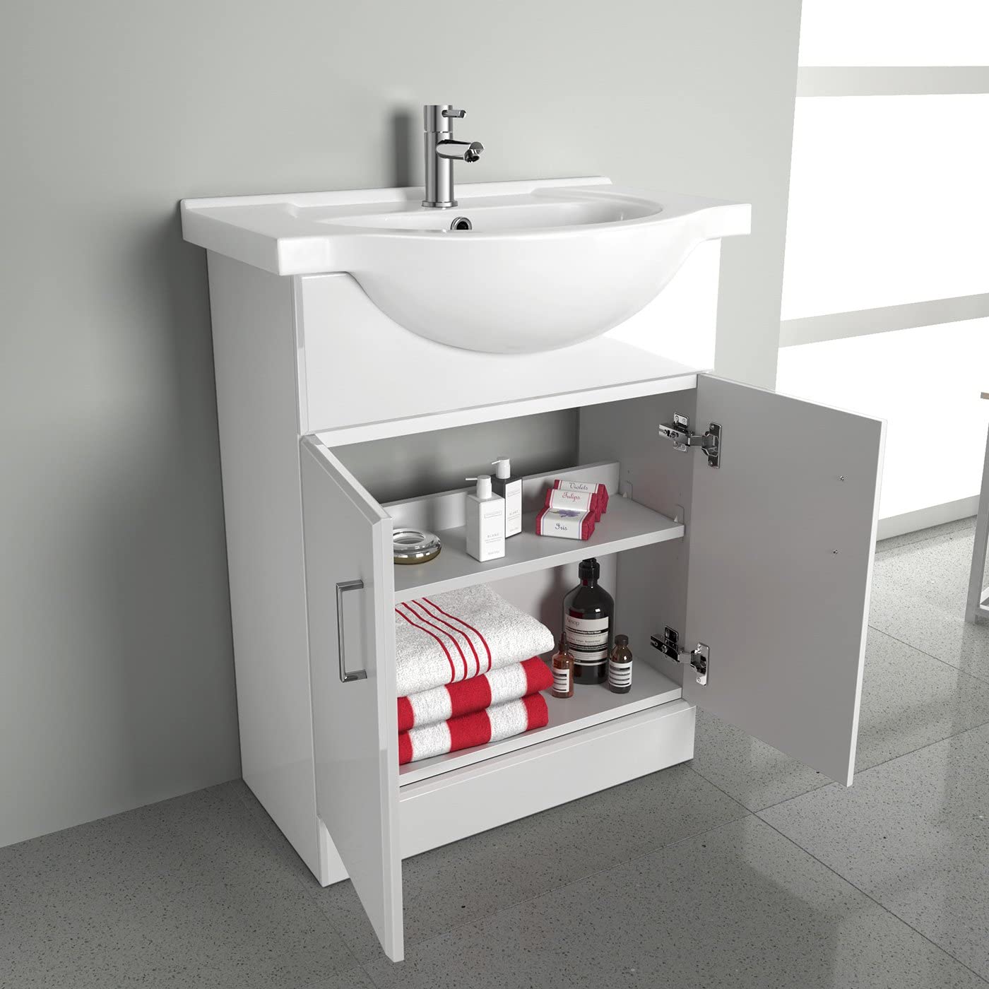 Linx Floorstanding Vanity Unit with Basin - Gloss White