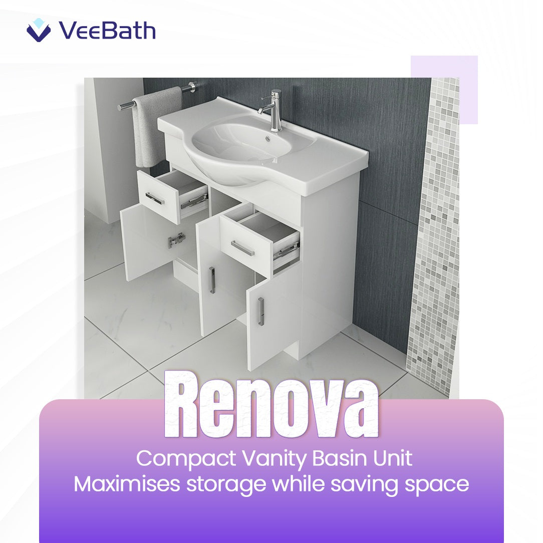 Linx Floorstanding Vanity Unit with Basin - Gloss White