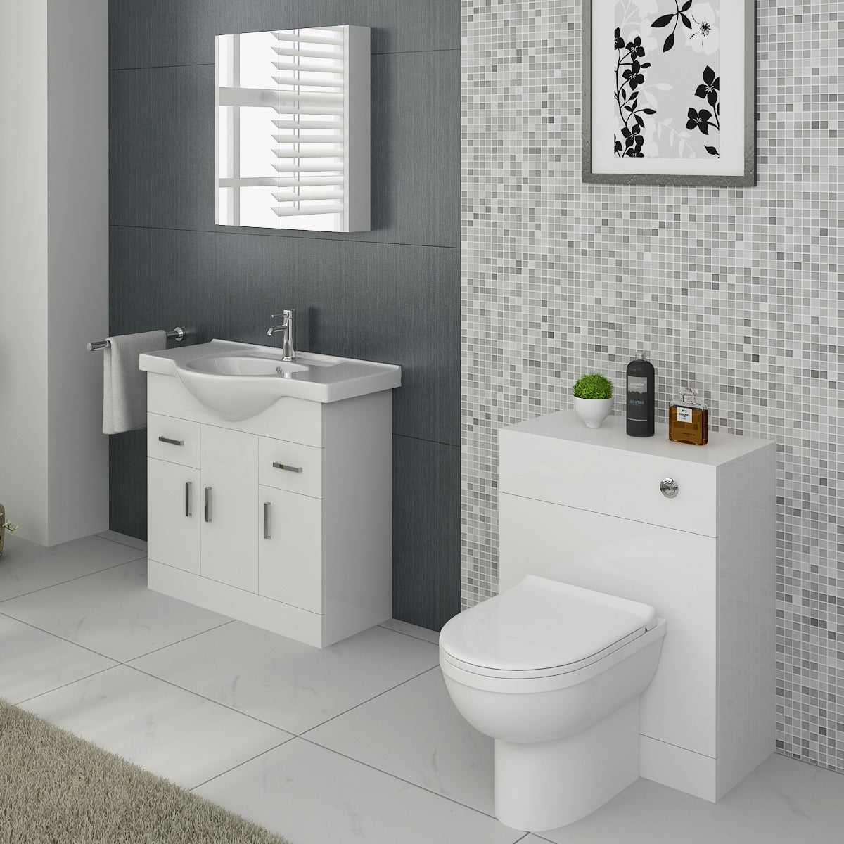 Linx Floorstanding Vanity Unit with Basin - Gloss White
