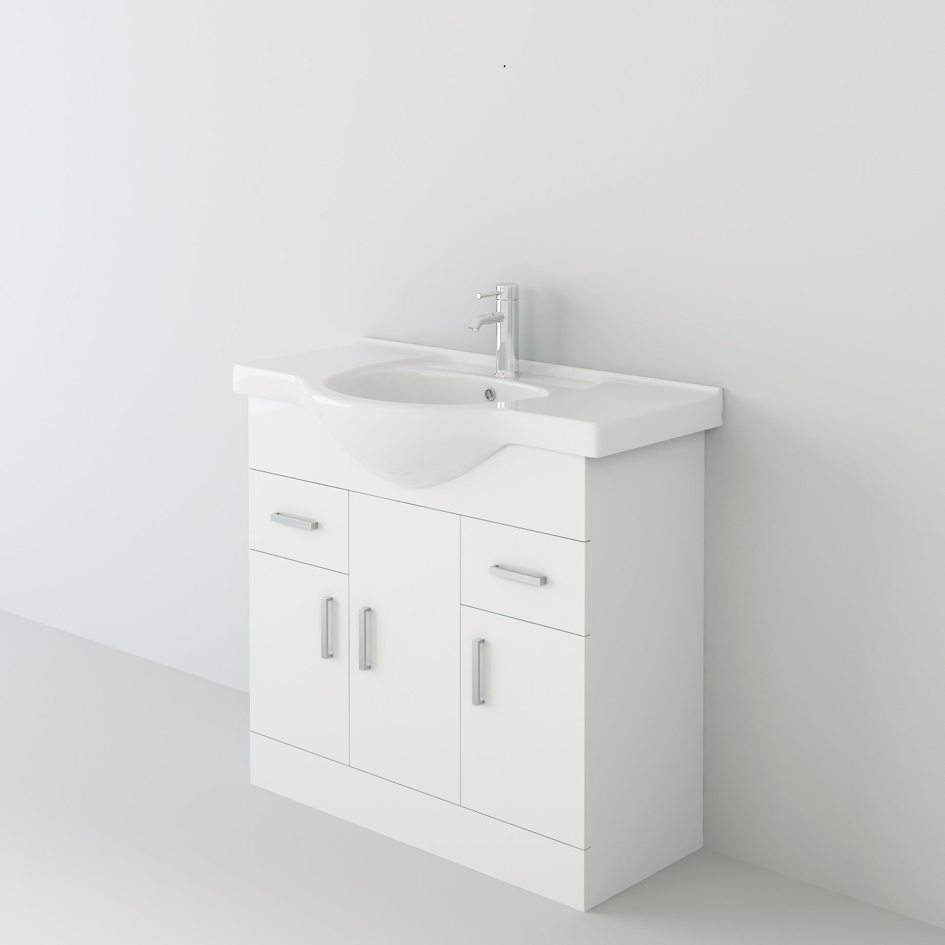 Linx Floorstanding Vanity Unit with Basin - Gloss White