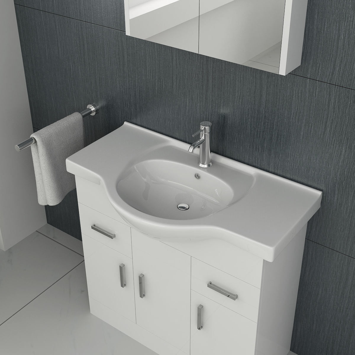 Linx Floorstanding Vanity Unit with Basin - Gloss White
