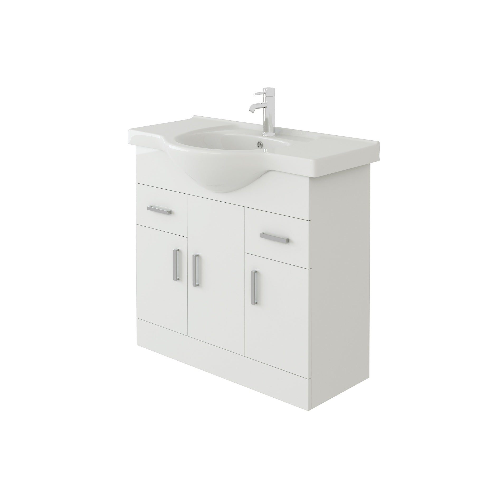 Linx Floorstanding Vanity Unit with Basin - Gloss White