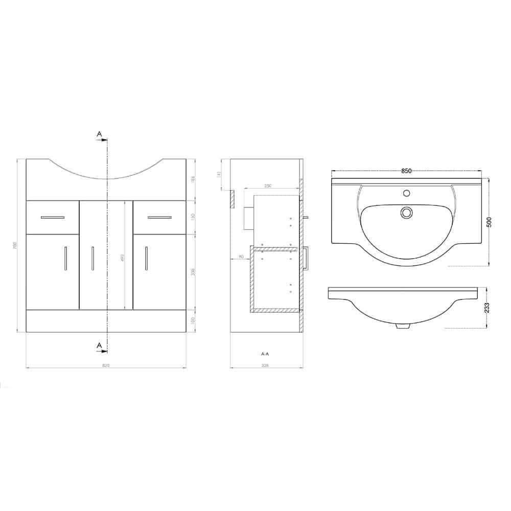 Linx 1 Door Floorstanding Vanity Unit With Basin - 1 Tap Hole - Gloss White