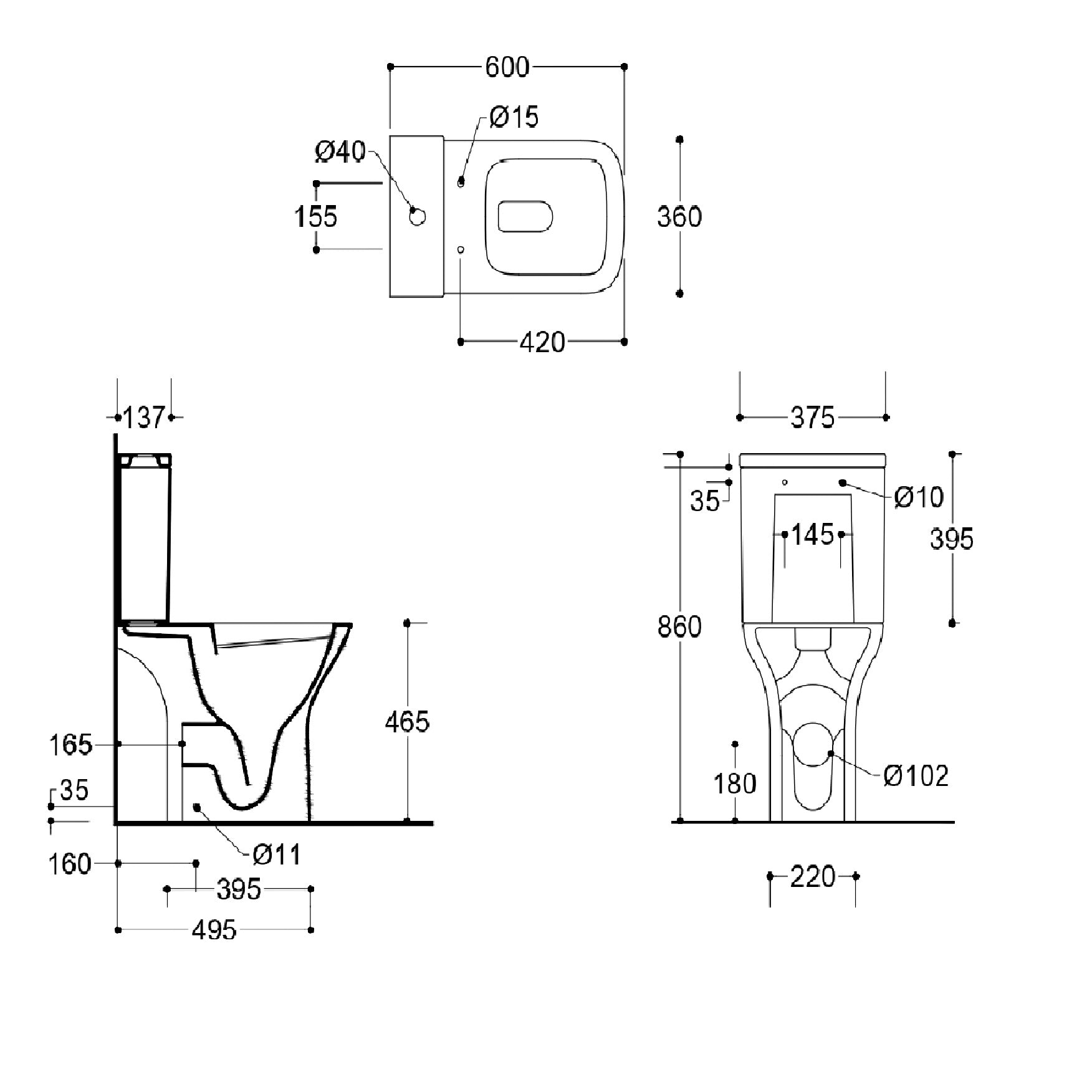 Venice Comfort Height Close Coupled Toilet with Cistern & Soft Close Seat Options - White
