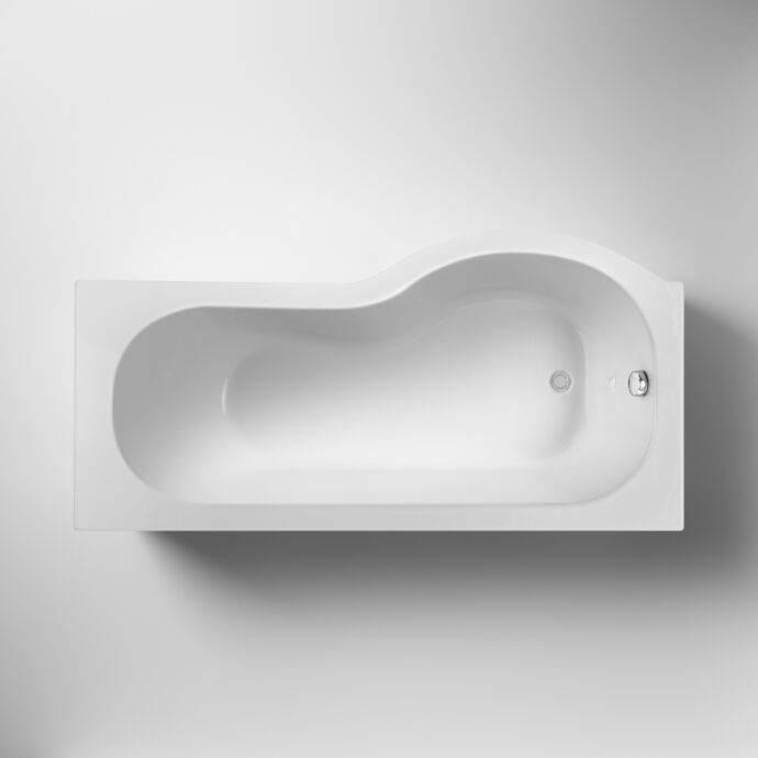 Fusion P Shaped Shower Bath - White