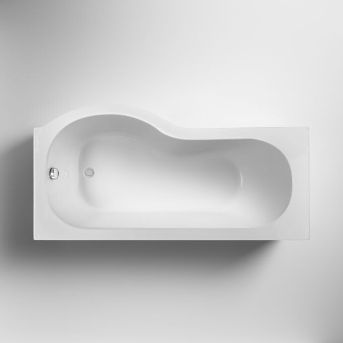 Fusion P Shaped Shower Bath - White