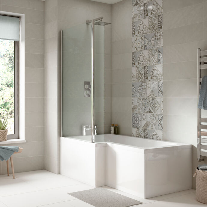 Varese L Shaped Front Bath Panel - White