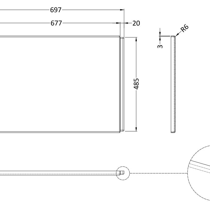 Home4Less 700mm L Shaped Square Shower Bath End Panel - White