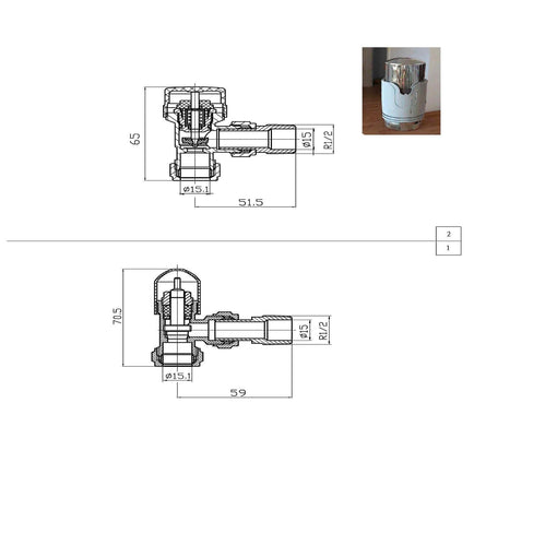 Pro 1/2" Thermostatic Radiator Valve TRV + Lockshield