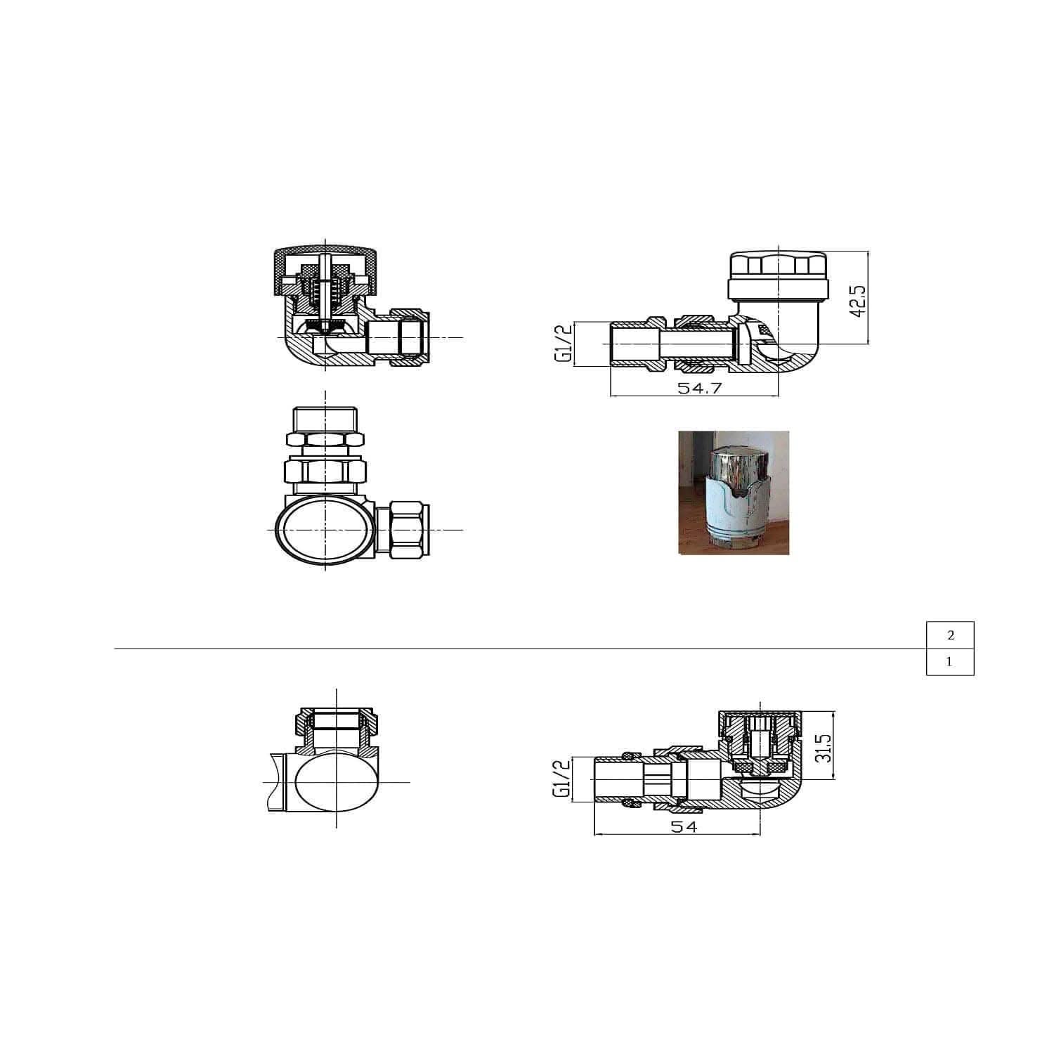 Pro 1/2" Thermostatic Radiator Valve TRV + Lockshield