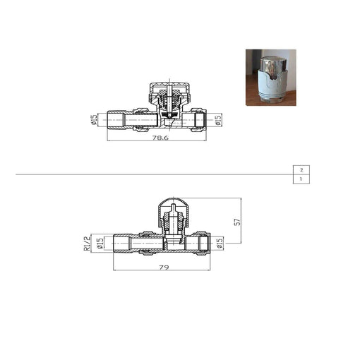 Pro 1/2" Thermostatic Radiator Valve TRV + Lockshield