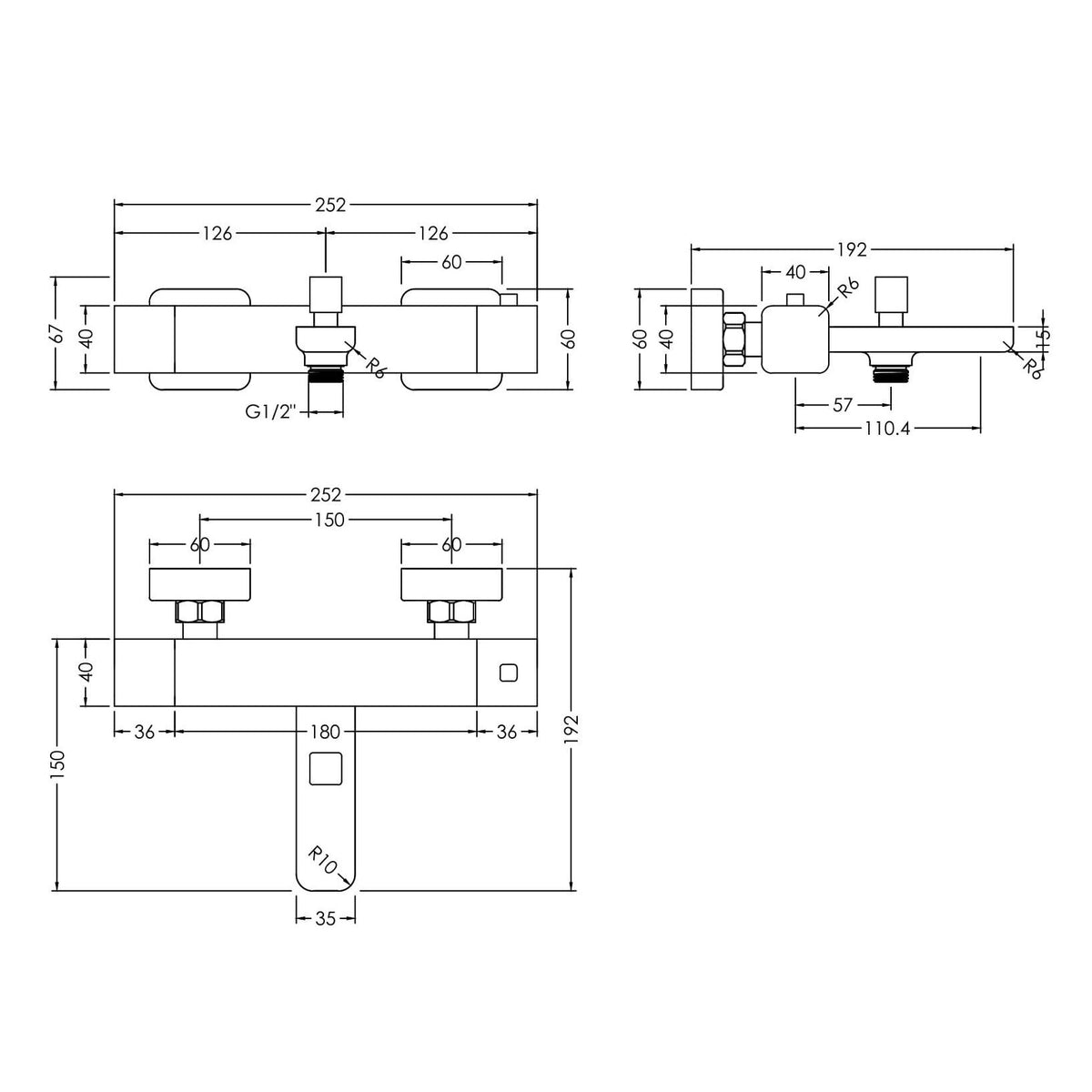 Atlas Thermostatic Bath Shower Mixer - Chrome
