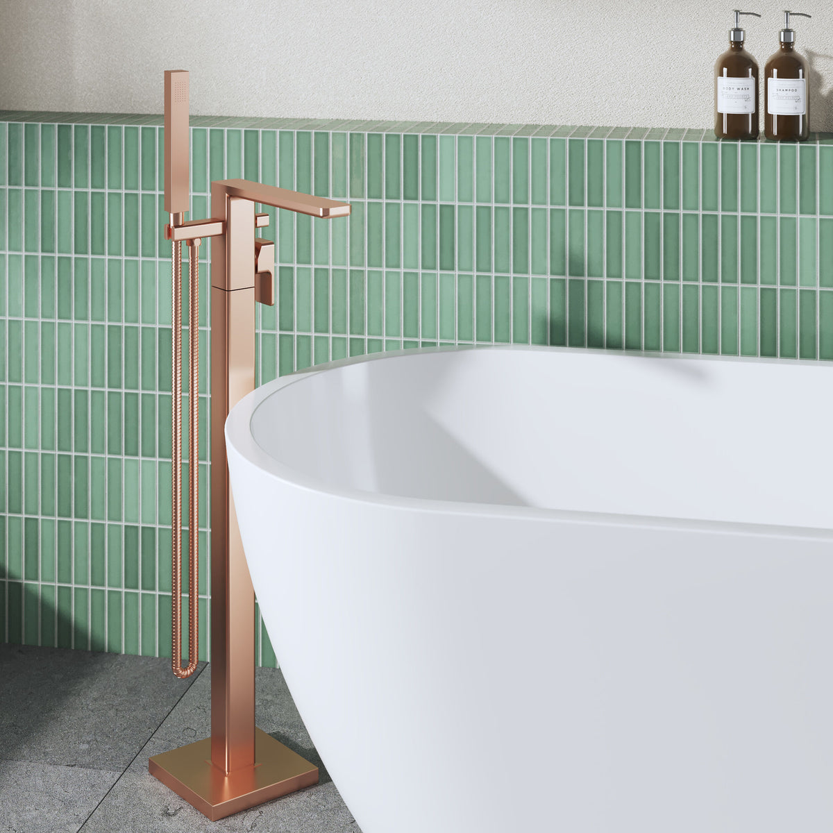 Sterling Floor Mounted Bath Shower Mixer Tap with Handset