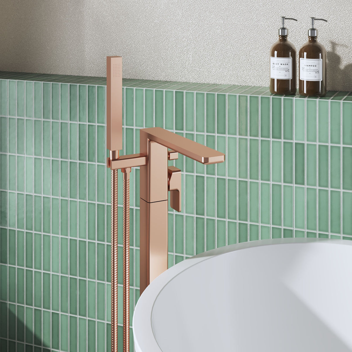 Sterling Floor Mounted Bath Shower Mixer Tap with Handset