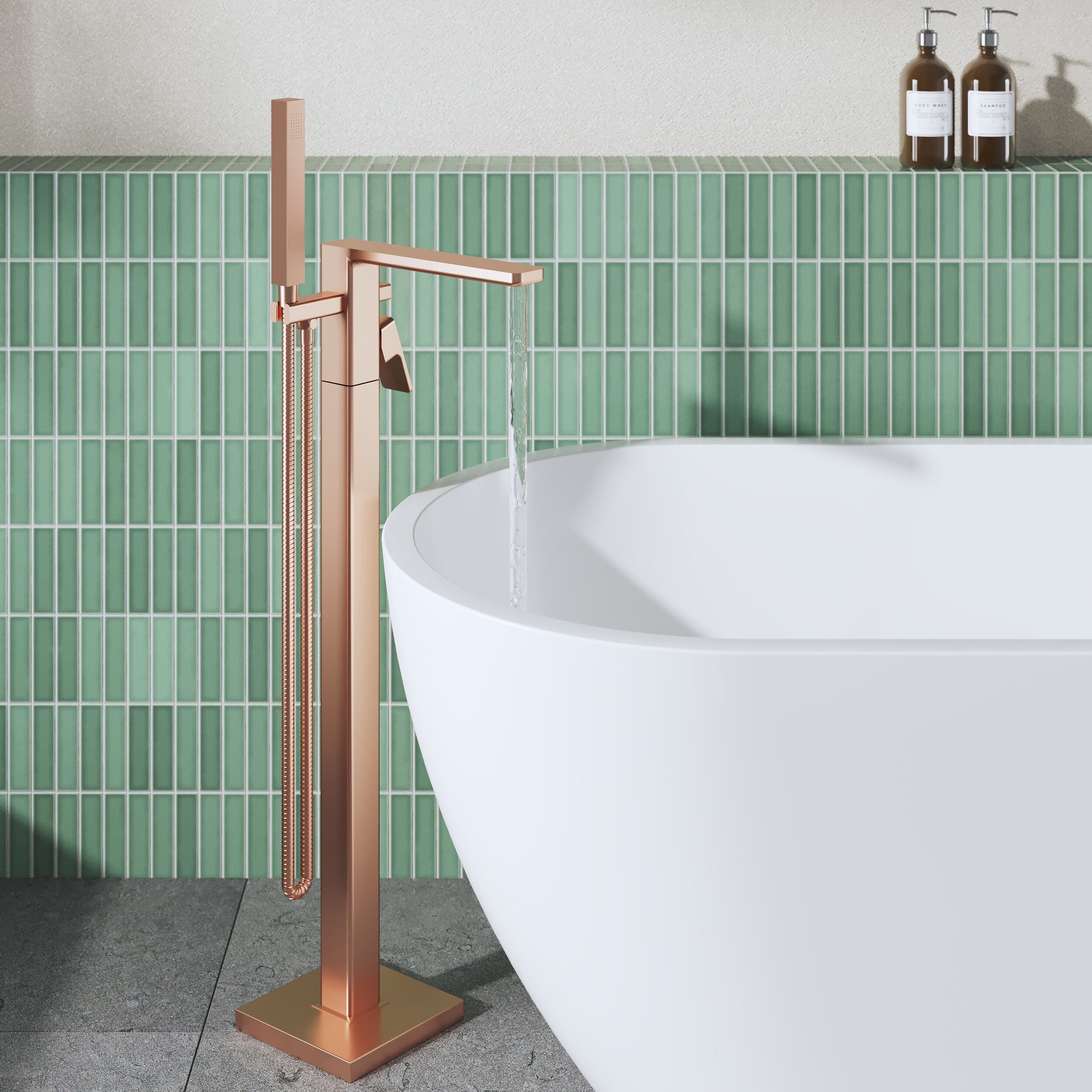 Sterling Floor Mounted Bath Shower Mixer Tap with Handset