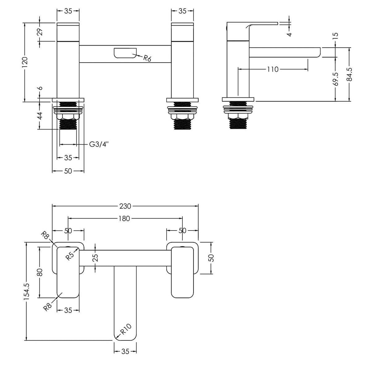 Sterling Deck Mounted Bath Filler Tap