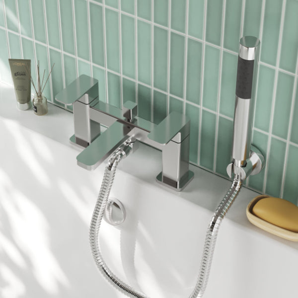Sterling Deck Mounted Bath Shower Mixer Tap with Handset - Chrome