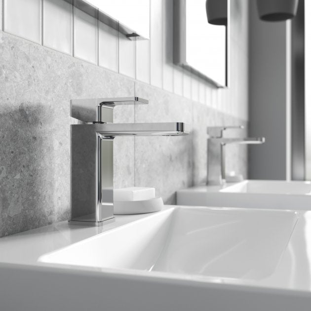 Sterling Eco Mono Basin Mixer Tap With Push Button Waste - Chrome