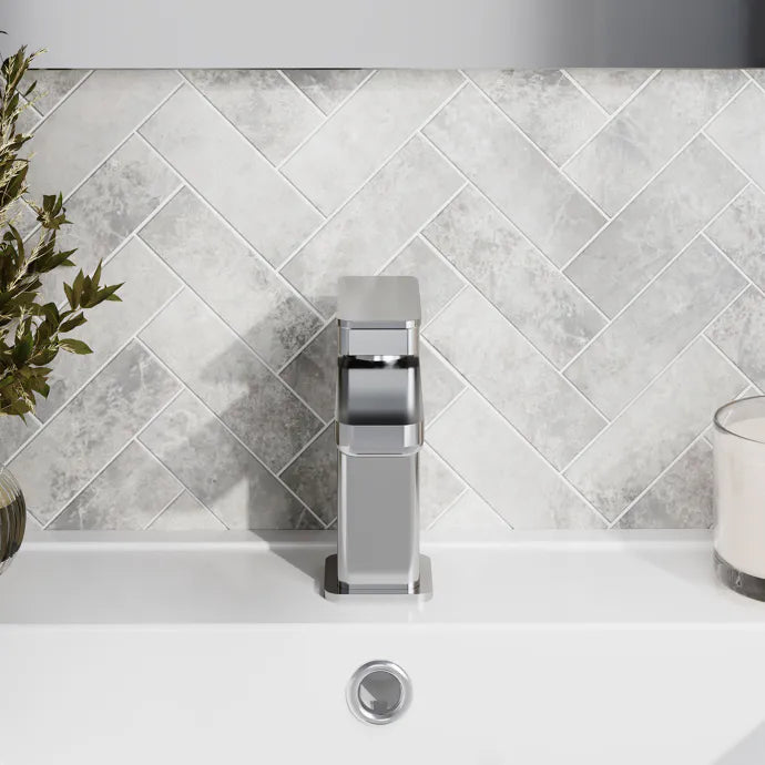 Sterling Mini Mono Basin Mixer Tap With Push Button Waste - Chrome