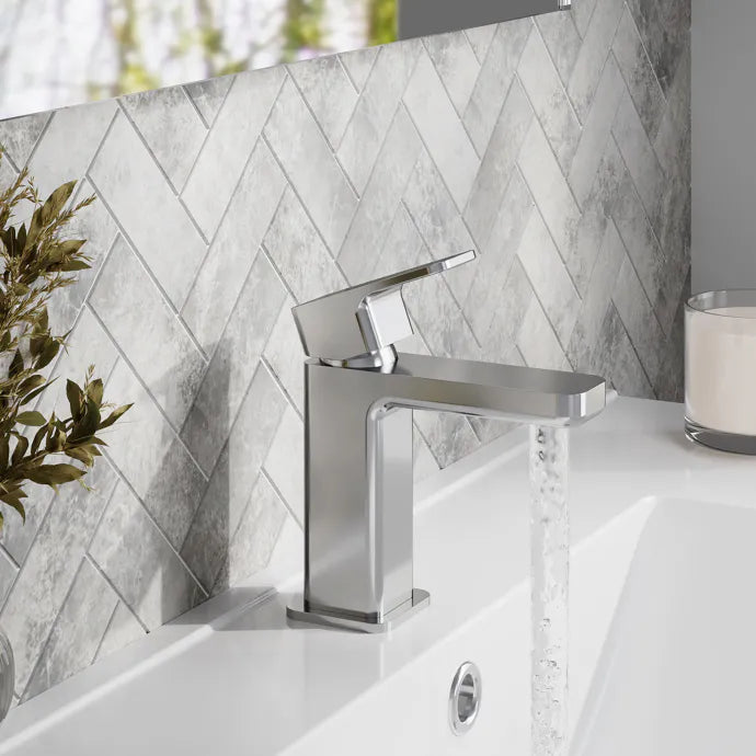 Sterling Mini Mono Basin Mixer Tap With Push Button Waste - Chrome