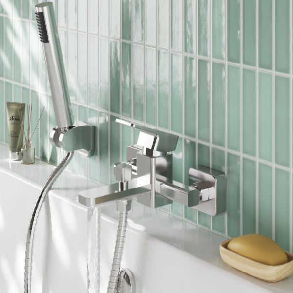 Sterling Wall Mounted Bath Shower Mixer Tap with Handset - Chrome