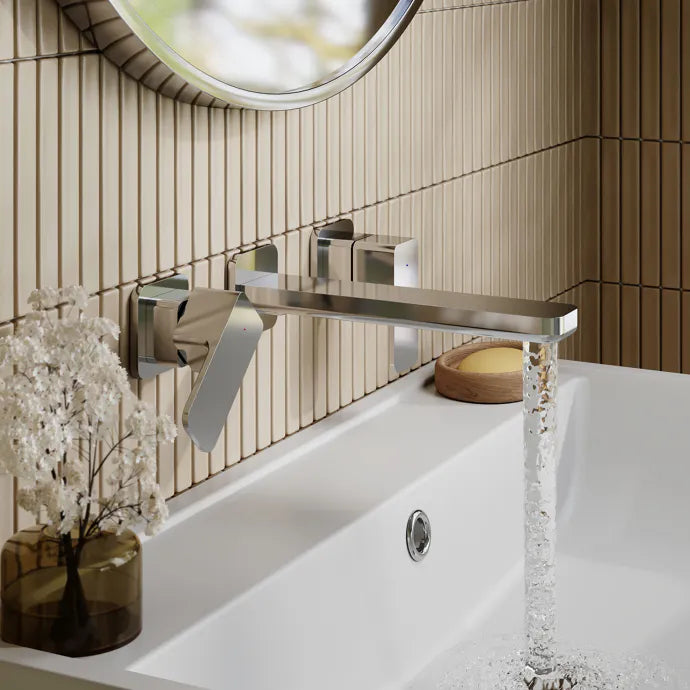 Sterling 3 Hole Wall Mounted Basin Mixer Tap Without Plate - Chrome