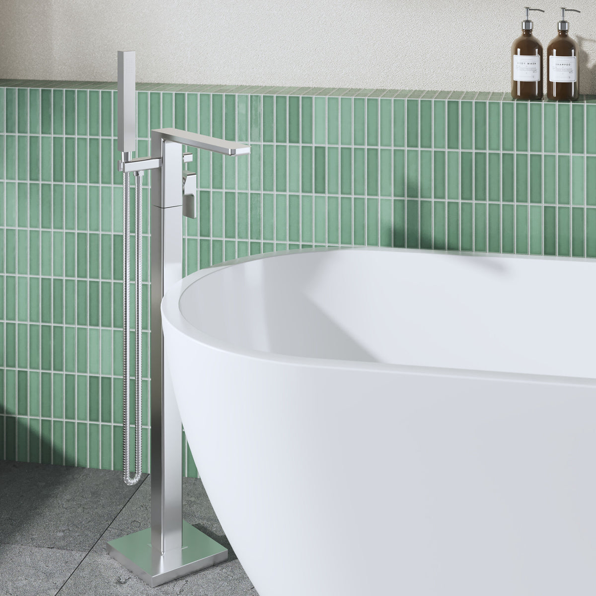 Sterling Floor Mounted Bath Shower Mixer Tap with Handset