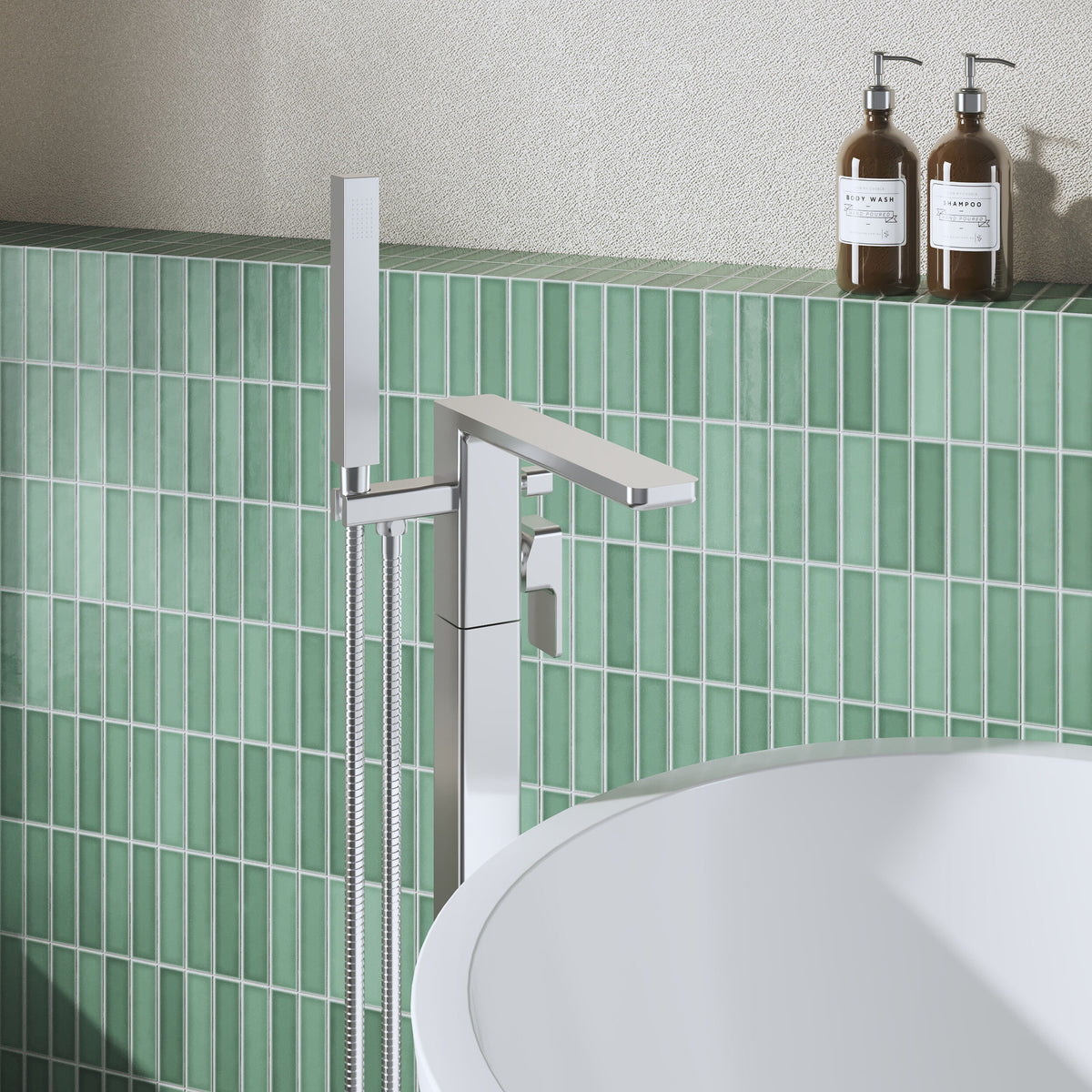 Sterling Floor Mounted Bath Shower Mixer Tap with Handset