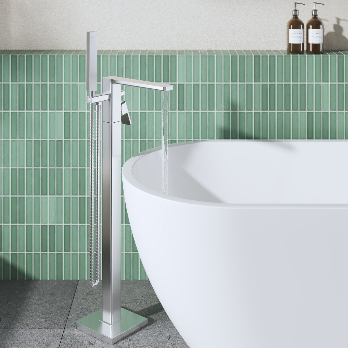 Sterling Floor Mounted Bath Shower Mixer Tap with Handset