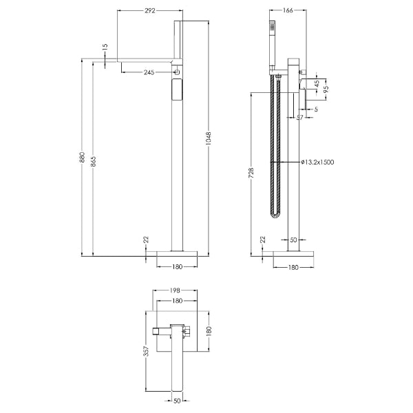 Sterling Floor Mounted Bath Shower Mixer Tap with Handset