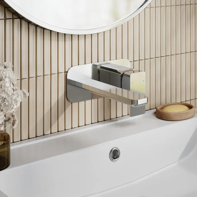 Sterling 2 Hole Wall Mounted Basin Mixer Tap With Plate