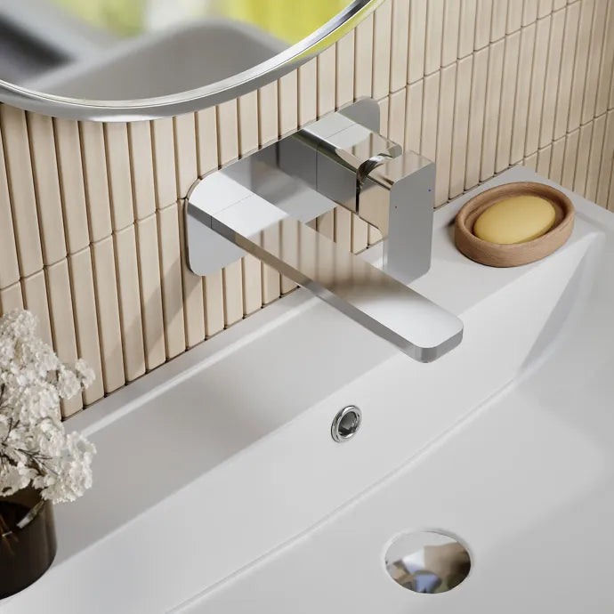 Sterling 2 Hole Wall Mounted Basin Mixer Tap With Plate