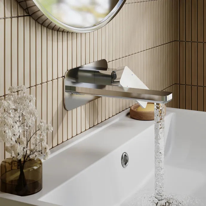 Sterling 2 Hole Wall Mounted Basin Mixer Tap With Plate