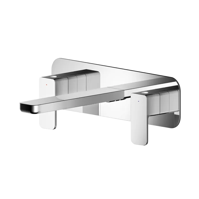 Sterling 3 Hole Wall Mounted Basin Mixer Tap With Plate - Chrome