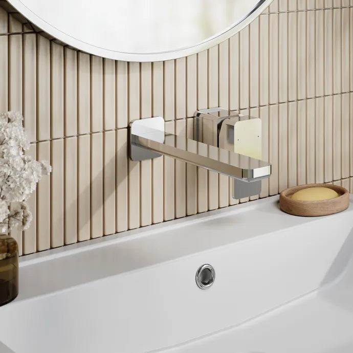 Sterling 2 Hole Wall Mounted Basin Mixer Tap Without Plate - Chrome