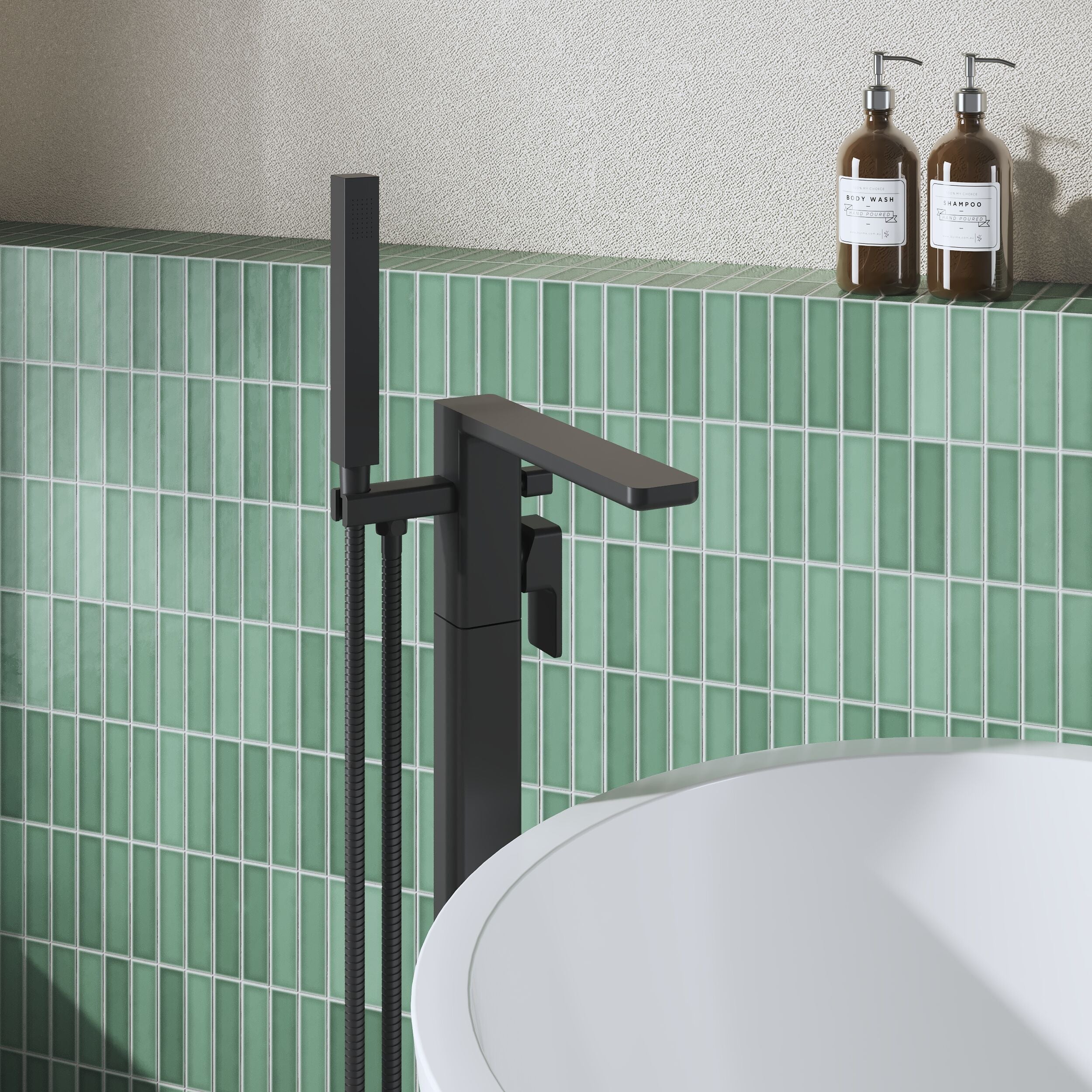 Sterling Floor Mounted Bath Shower Mixer Tap with Handset